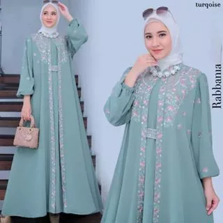 MIS HIJAB RABBANIA ABAYA DRESS BUSANA MUSLIMAH PESTA KONDANGAN BAHAN CERUTY BABYDOLL APK BORDIR CANTIK AUTHER MENYATU MEWAH BUSUI FREENDLY.
