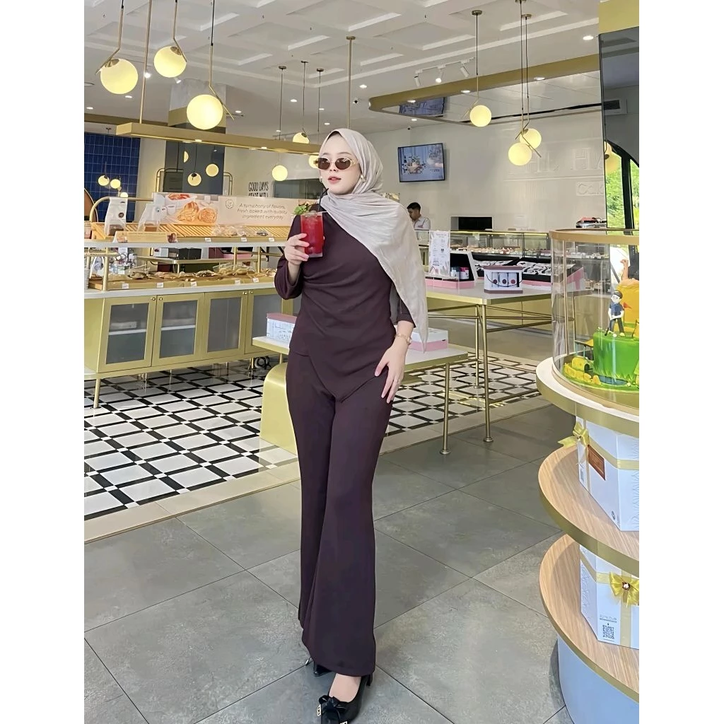Setelan Wanita Kiera One Set Wanita Rib Knit Premium Setelan Rib Knit Model Cutbray Baju Setelan Wanita Rib Knit
