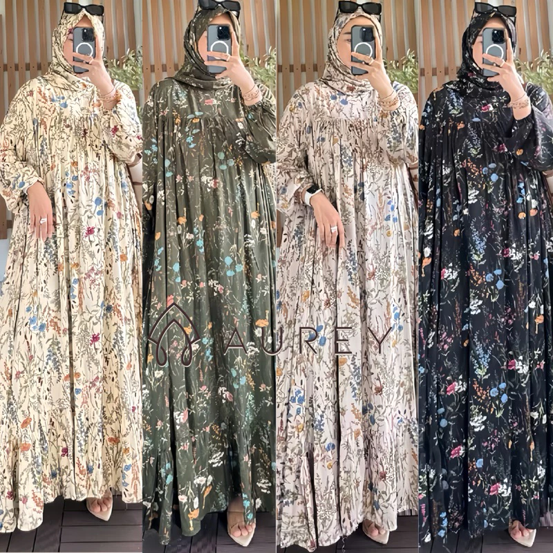 AUREY set hijab gamis amanda busana muslim gamis wanita set hijab muslim gamis busui