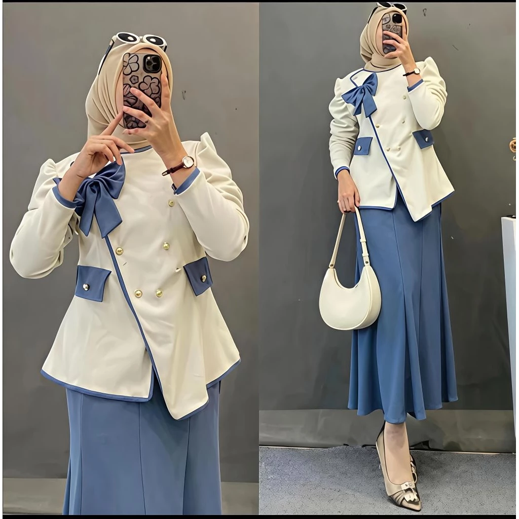 MISCHA SET ONE SET KOREAN LOOK ONE SET ROK KNIT SNOWY JUNBO SETELAN ROK KNIT Setelan Wanita - Image 3