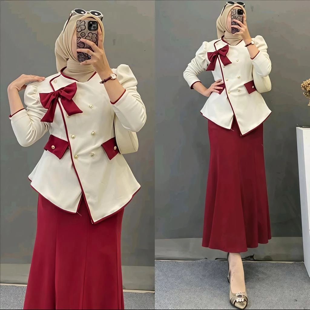MISCHA SET ONE SET KOREAN LOOK ONE SET ROK KNIT SNOWY JUNBO SETELAN ROK KNIT Setelan Wanita