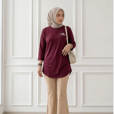 Queentara Blouse Lengan 7/8 Bordir | Atasan Wanita Kekinian | Kaos Atasan Wanita | #333 - Image 3