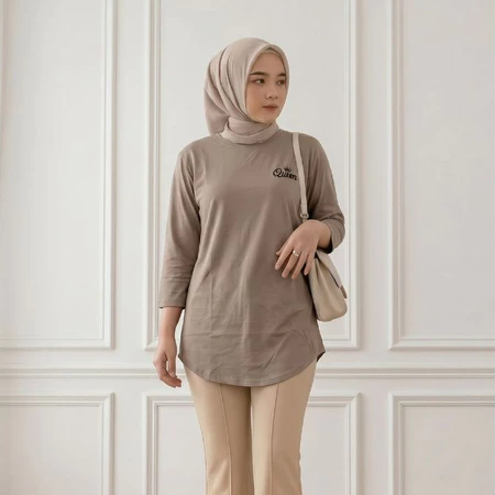 Queentara Blouse Lengan 7/8 Bordir | Atasan Wanita Kekinian | Kaos Atasan Wanita | #333 - Image 6