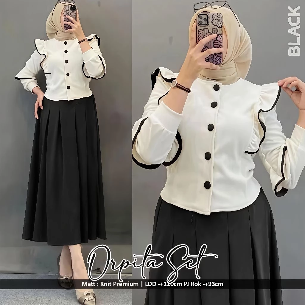 MISCHA SET ONE SET KOREAN LOOK ONE SET ROK KNIT SNOWY JUNBO SETELAN ROK KNIT Setelan Wanita - Image 4