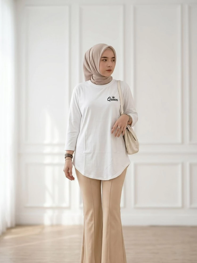Queentara Blouse Lengan 7/8 Bordir | Atasan Wanita Kekinian | Kaos Atasan Wanita | #333 - Image 2