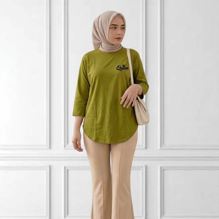 Queentara Blouse Lengan 7/8 Bordir | Atasan Wanita Kekinian | Kaos Atasan Wanita | #333 - Image 5